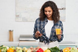 A lady showcasing anti inflammatory foods 